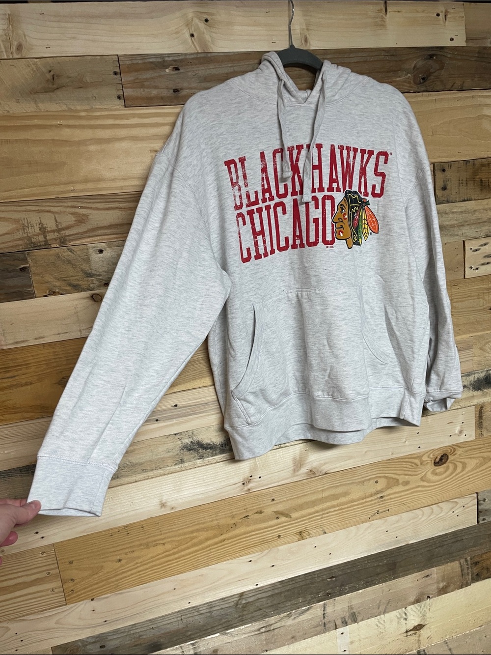 NHL size XL White and Gray Heather Chicago Blackhawks Soft Sweatshirt Hoodie - Picture 8 of 10